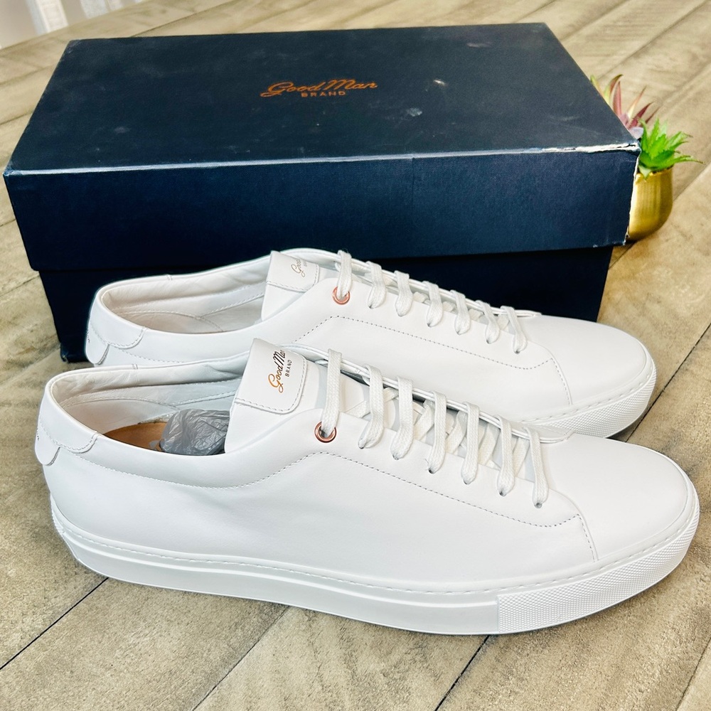 Good Man Brand Edge Men's White Leather Low Italian Sneaker Size 13 - Picture 4 of 7